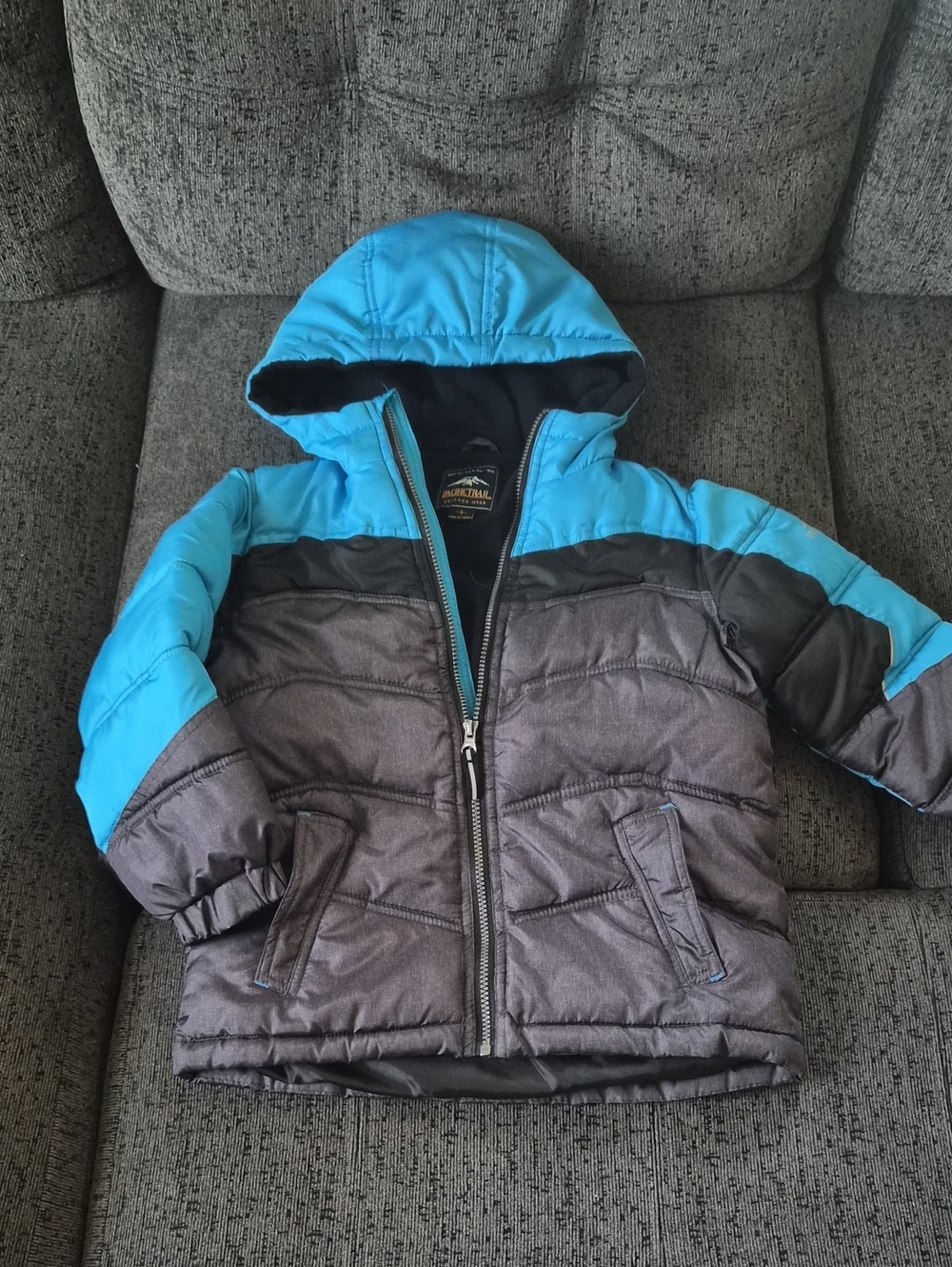 Pacific Trail Boys Blue & Gray Hooded Puffer Jacket